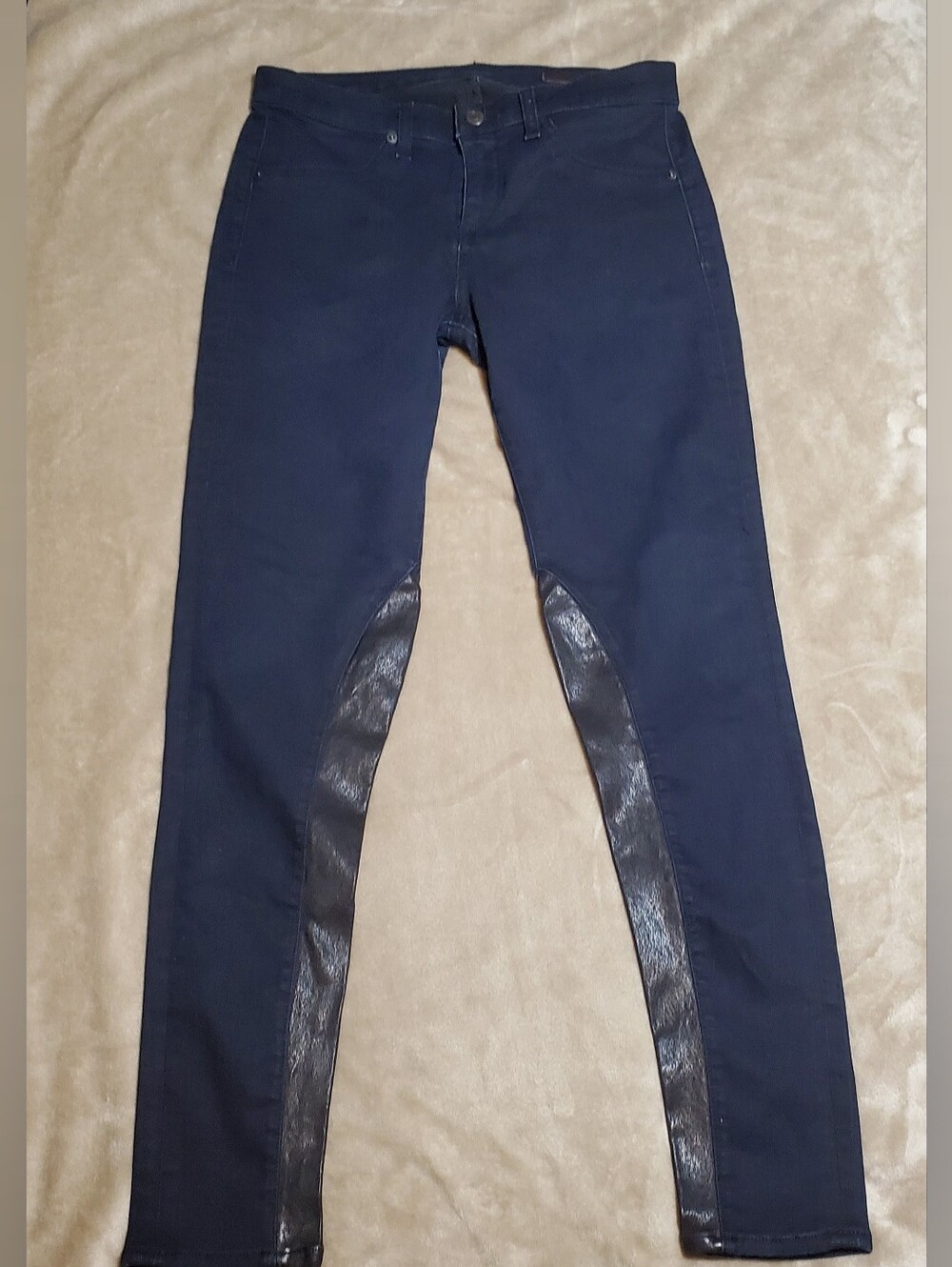 rag & bone Navy Skinny Jeans with Black Inner Leather Panels Sz 29 New w/o Tags